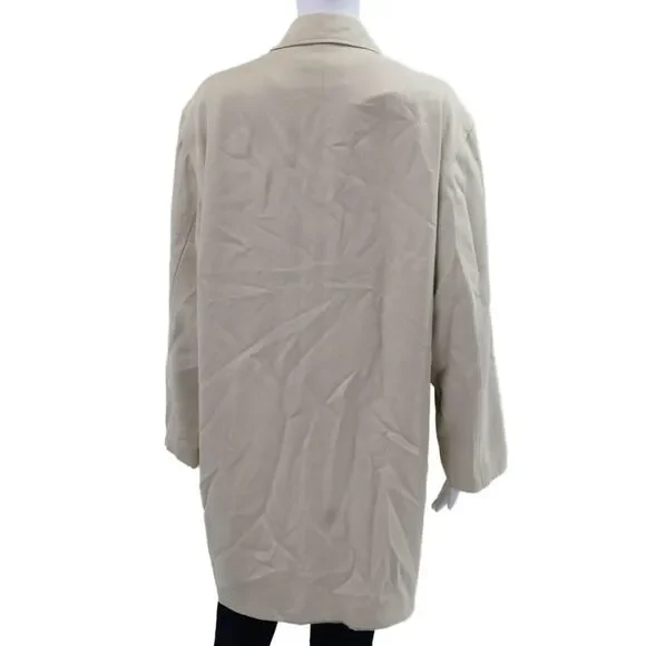 BCBG Max Azria Mens Overcoat Beige Polyester Collared Button Long Sleeve Size S - Picture 3 of 5